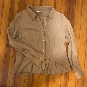 Suede Tan Button-Up Shirt